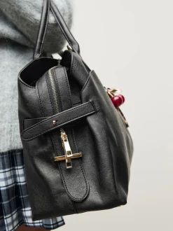 Black Large Tote Bag with Charms