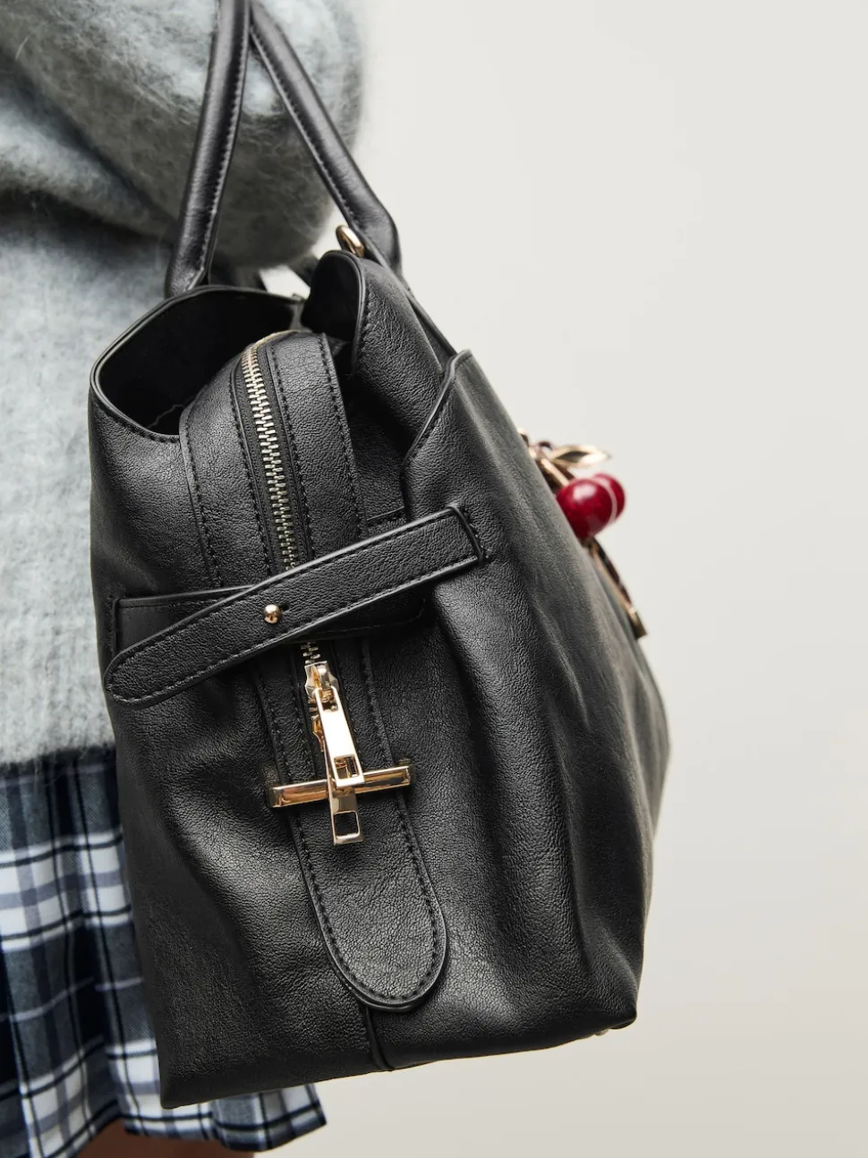 Black Large Tote Bag with Charms