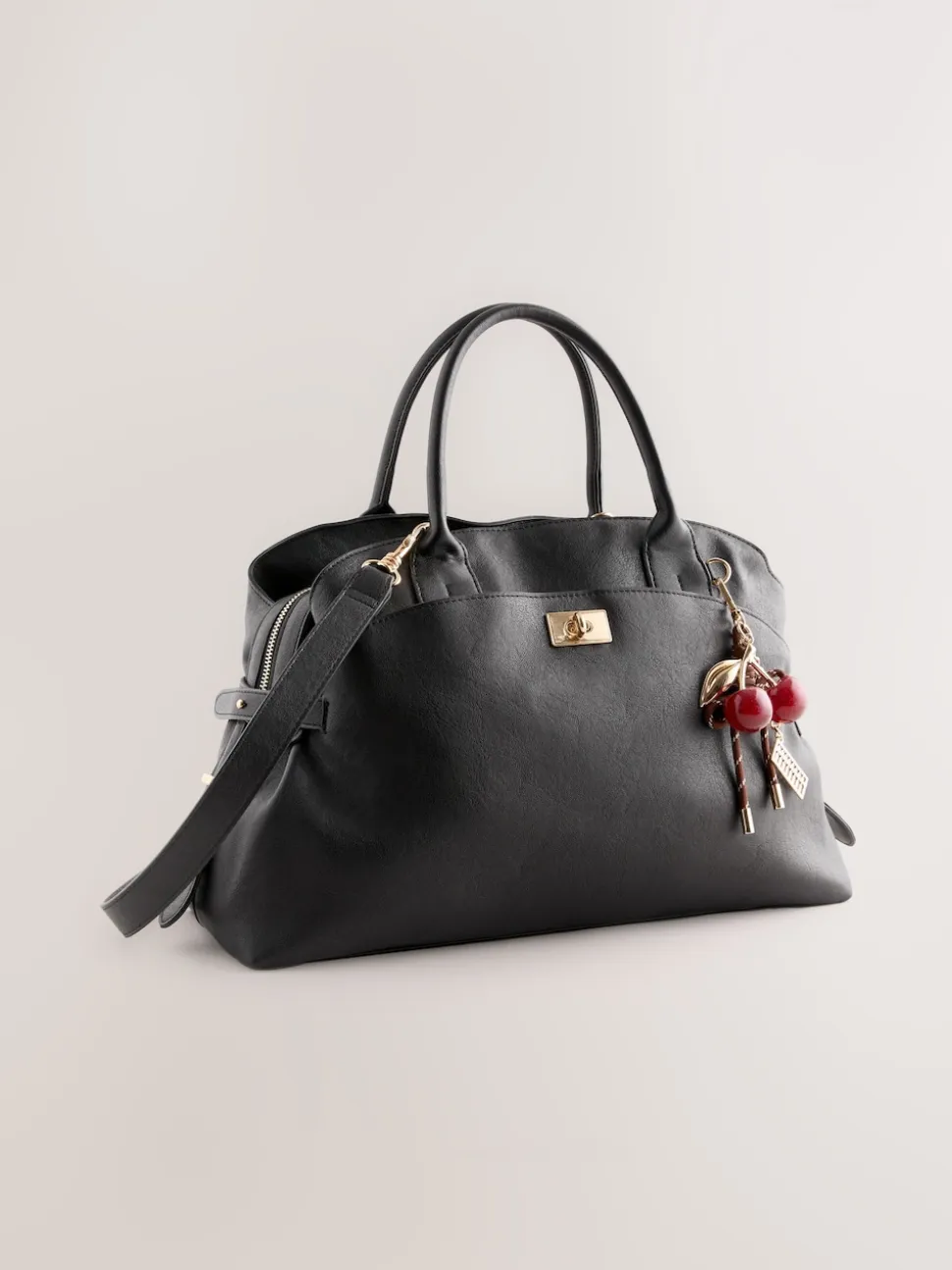 Black Large Tote Bag with Charms