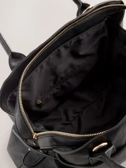Black Large Tote Bag with Charms