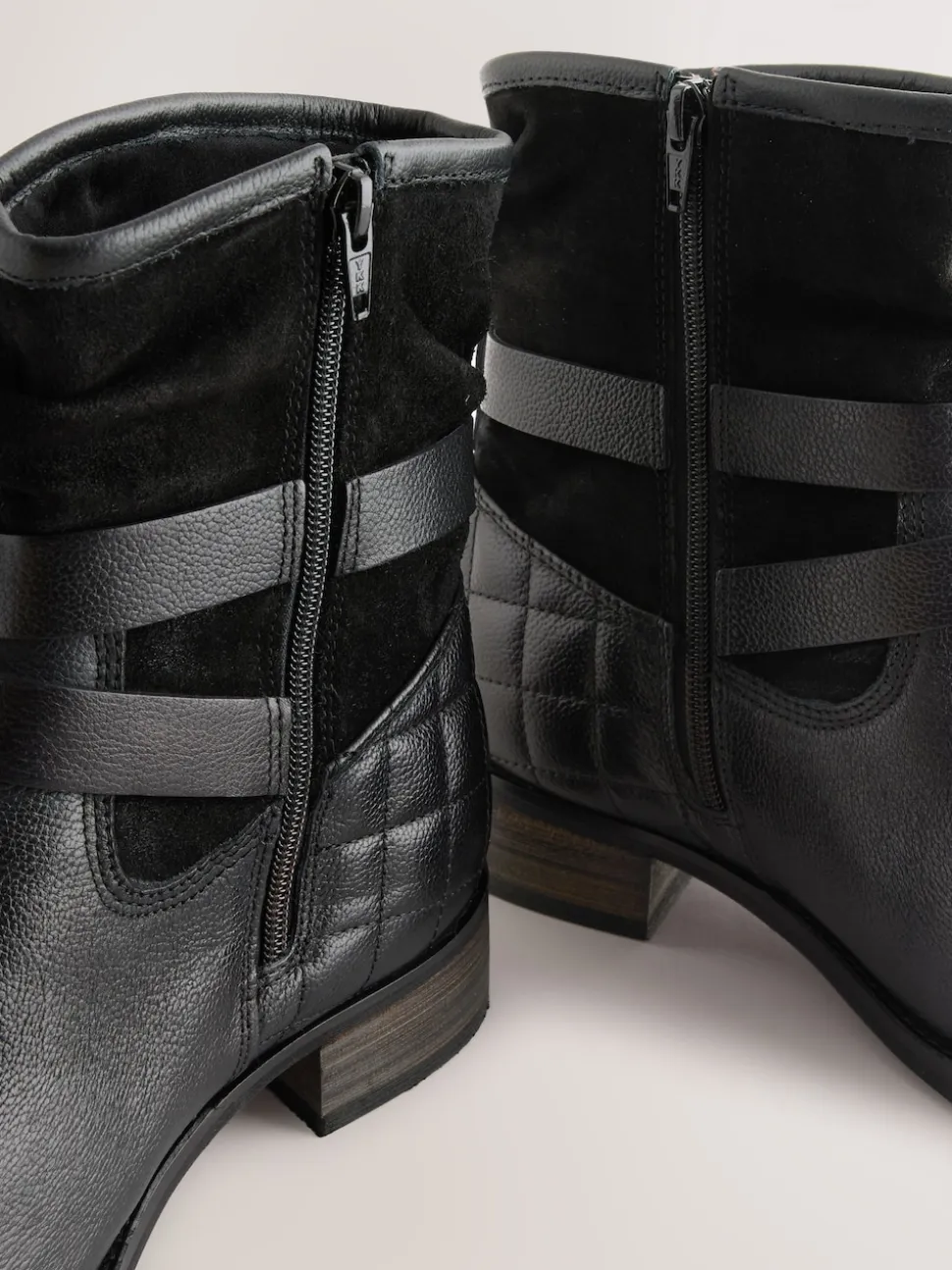 Black Leather Extra Wide Fit Leather Slouch Ankle Boots
