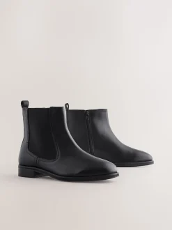 Black Leather Extra Wide Fit Forever Comfort® Chelsea Ankle Boots