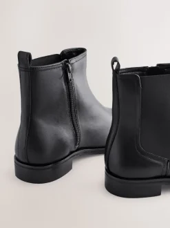 Black Leather Extra Wide Fit Forever Comfort® Chelsea Ankle Boots