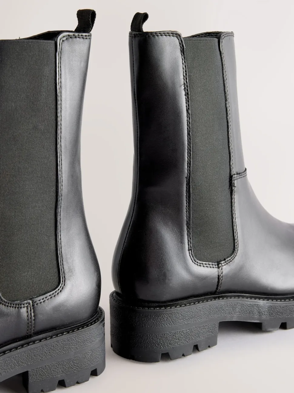 Black Leather Forever Comfort® Chunky Chelsea Boots