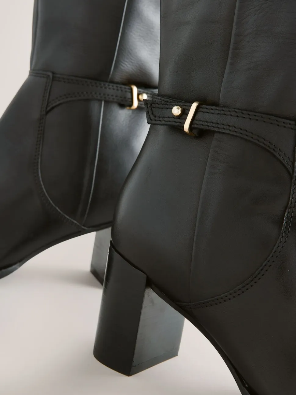Black Leather Forever Comfort® Hardware Trim Knee High Boots
