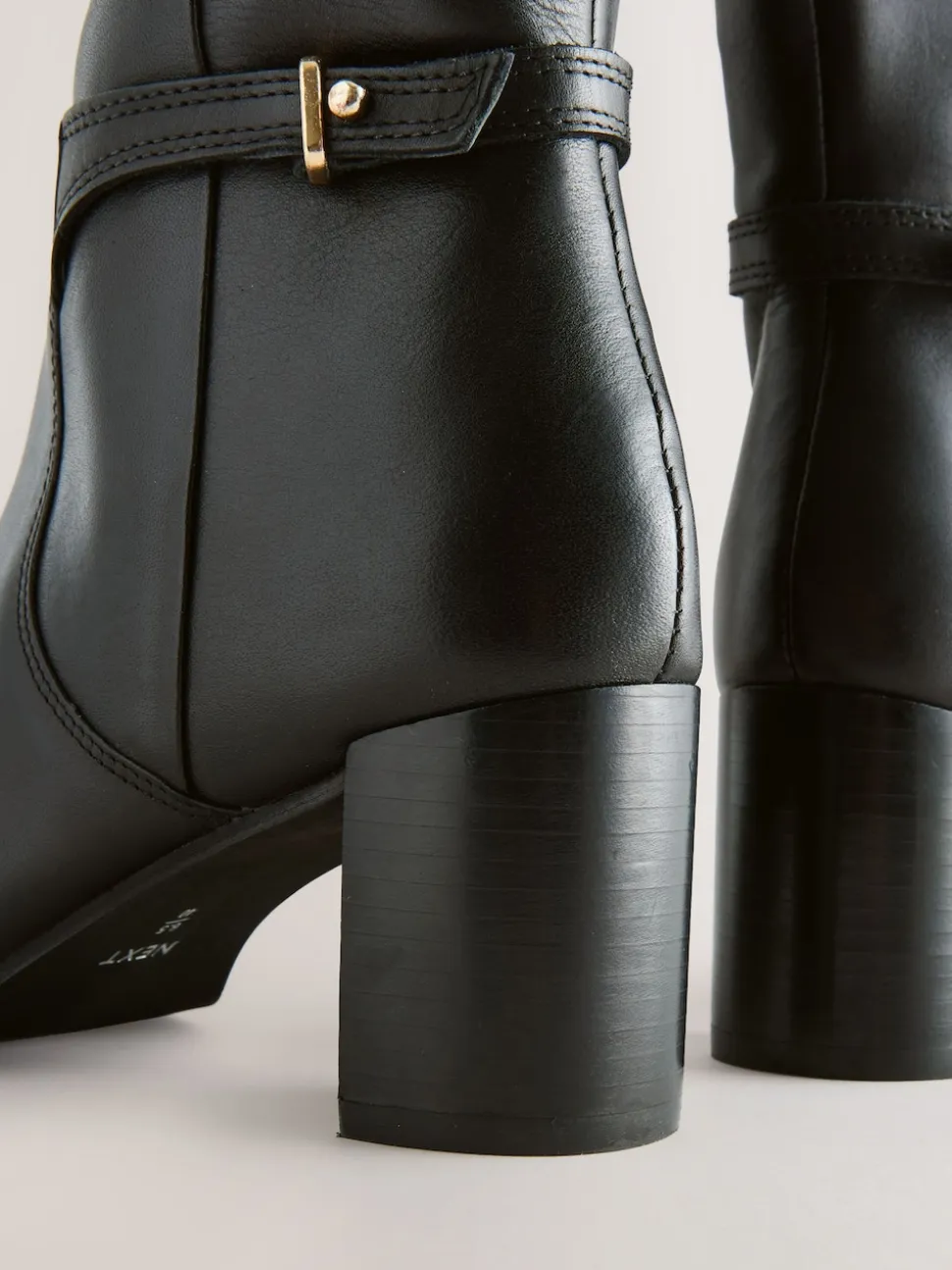 Black Leather Forever Comfort® Hardware Trim Knee High Boots