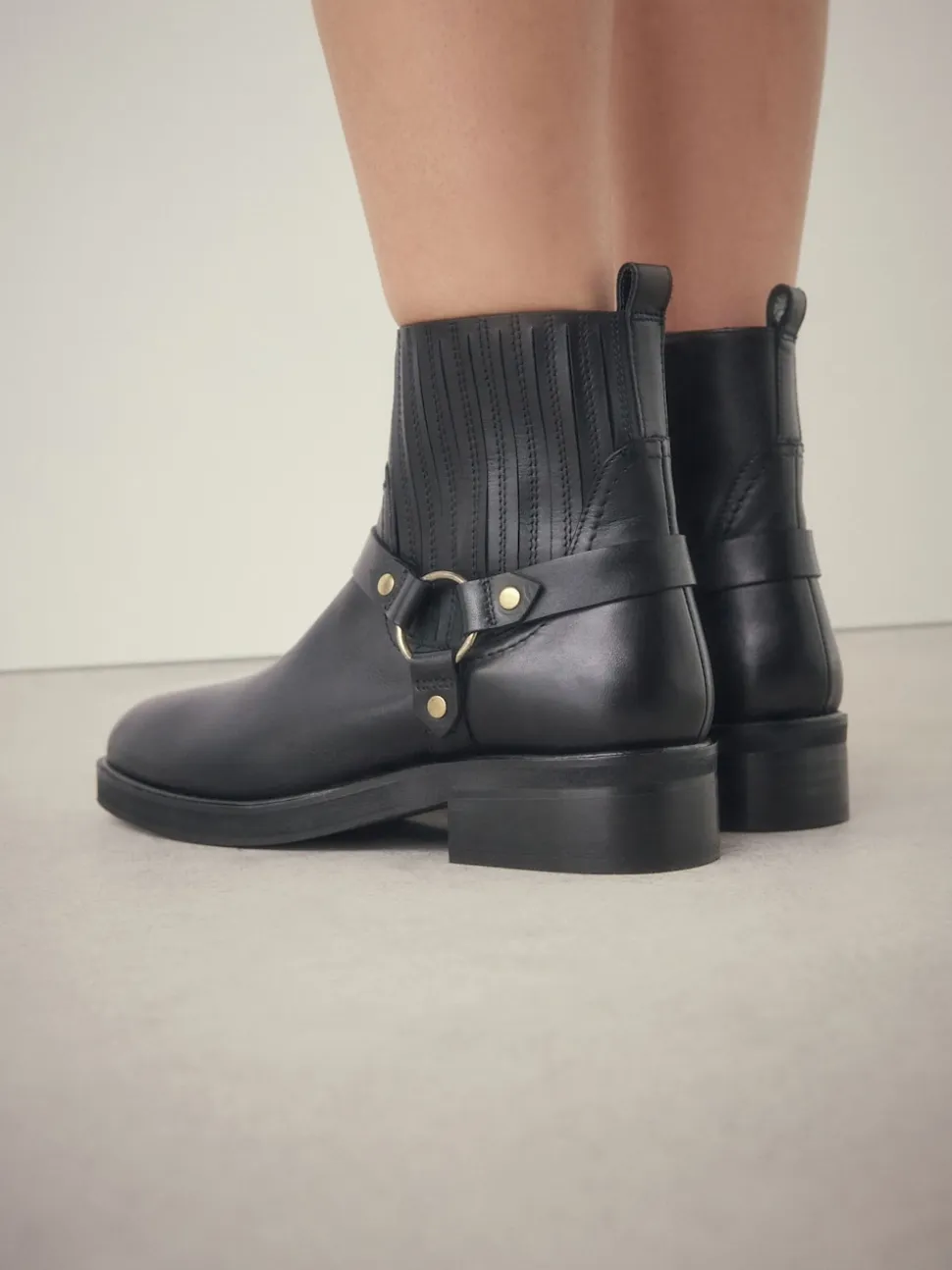 Black Leather Forever Comfort® Hardware Harness Chelsea Boots