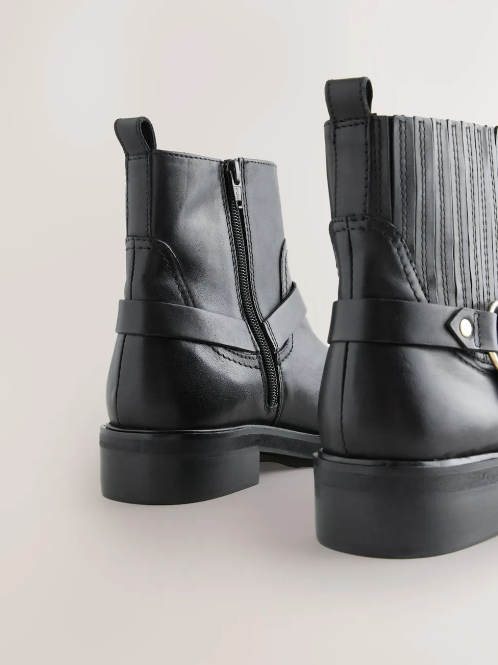 Black Leather Forever Comfort® Hardware Harness Chelsea Boots