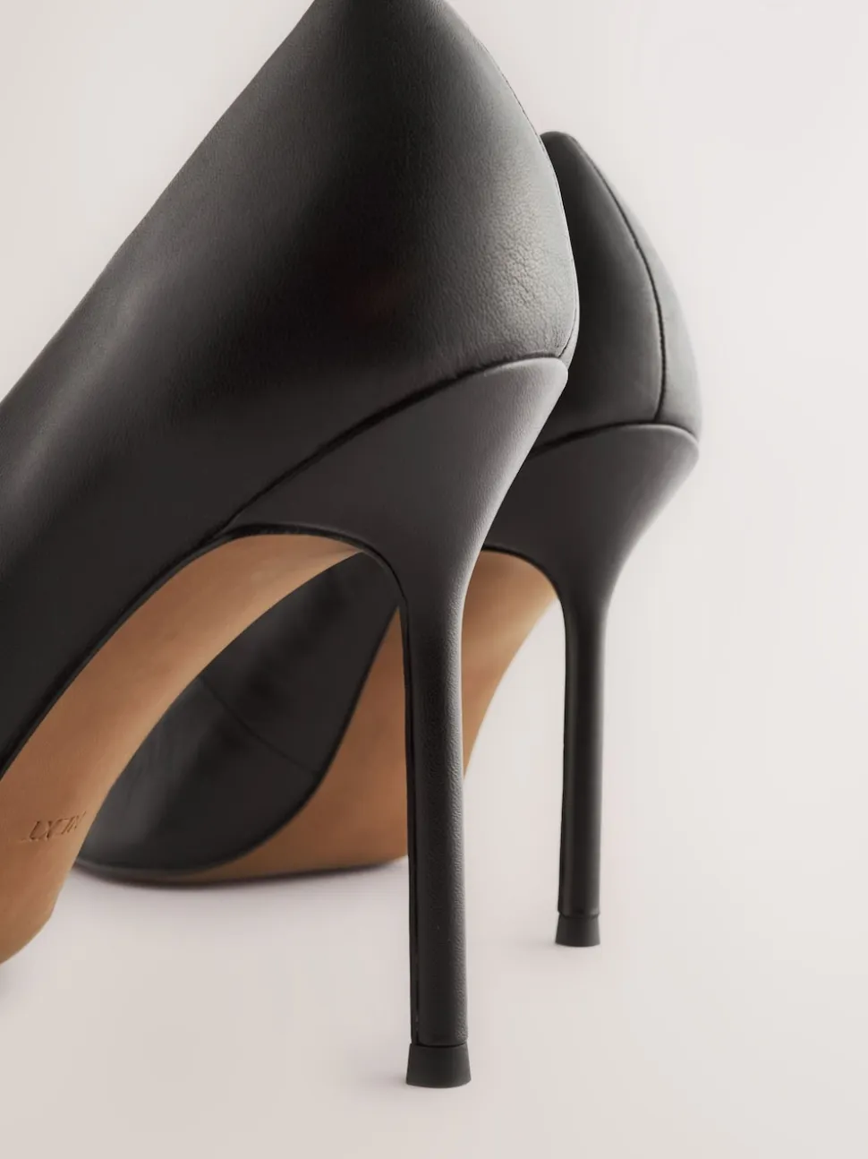 Black Leather Point Toe Court Shoes