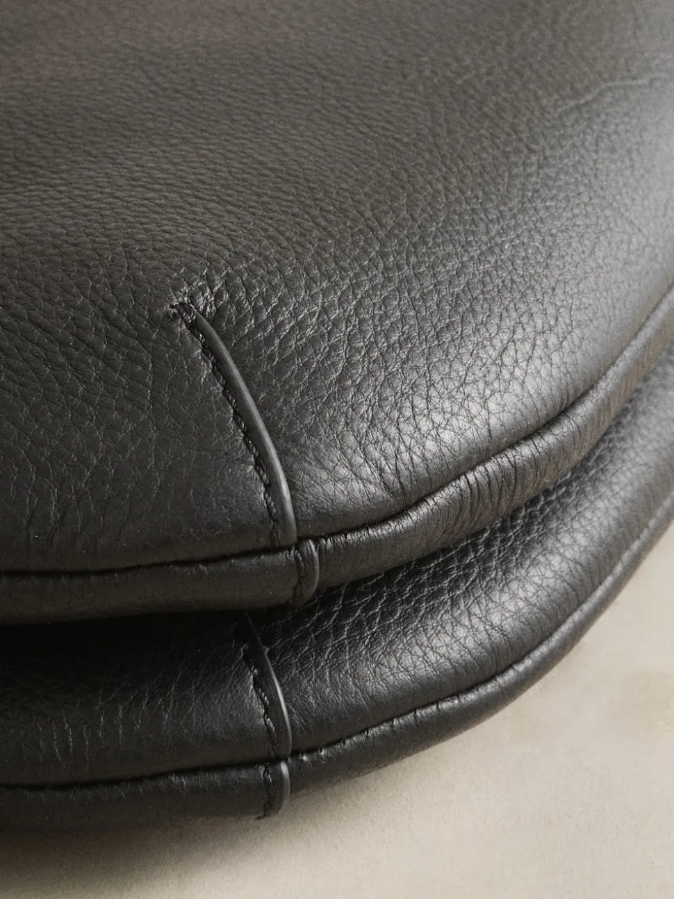 Black Leather Scoop Cross-Body Bag