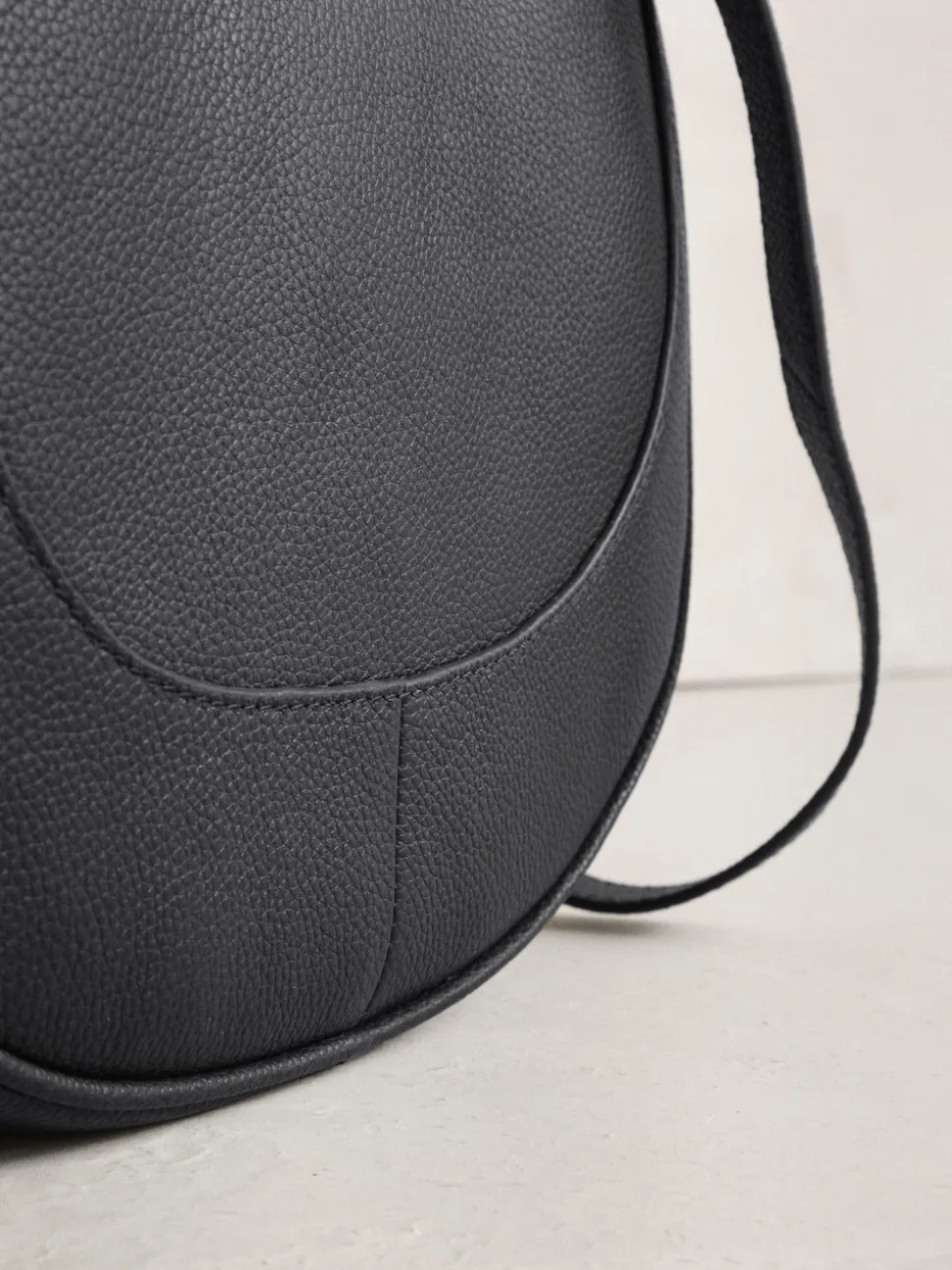 Black Leather Scoop Cross-Body Bag