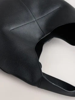 Black Leather Slouchy Shoulder Bag