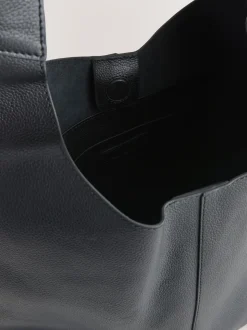 Black Leather Slouchy Shoulder Bag