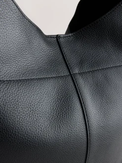 Black Leather Slouchy Shoulder Bag