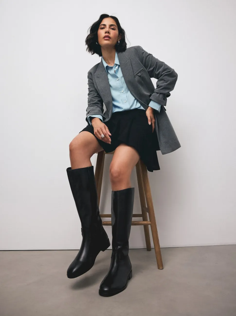 Black Leather Standard/Wide Fit Forever Comfort® Flat Riding Boots