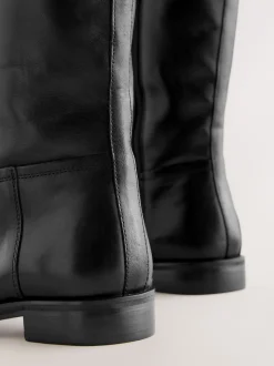 Black Leather Standard/Wide Fit Forever Comfort® Flat Riding Boots