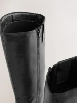 Black Leather Standard/Wide Fit Forever Comfort® Flat Riding Boots