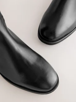 Black Leather Standard/Wide Fit Forever Comfort® Flat Riding Boots