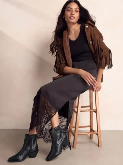Black Leather Standard/Wide Fit Cowboy Block Heel Ankle Boots