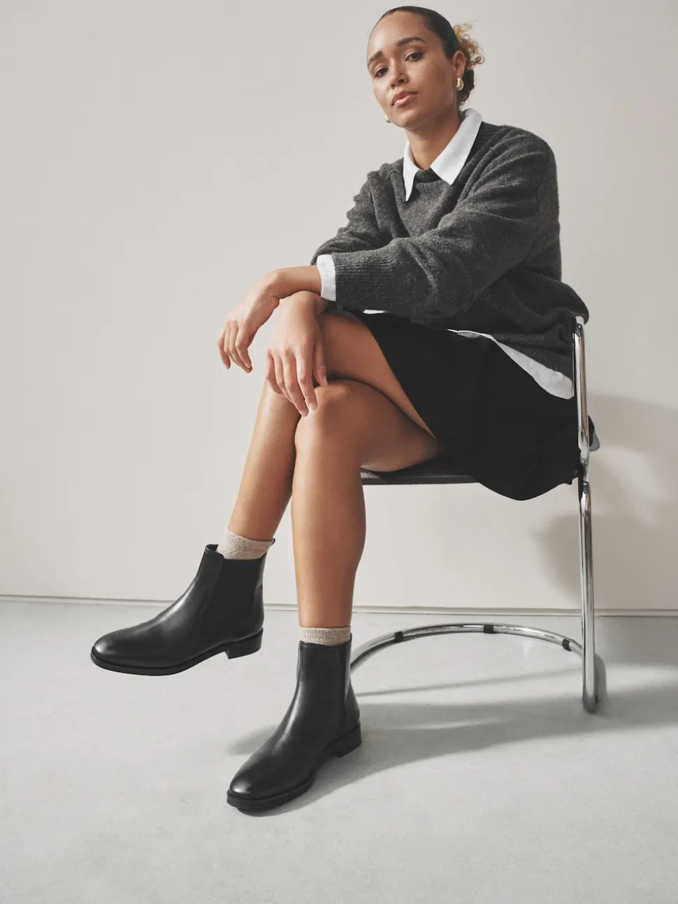 Black Leather Standard/Wide Fit Forever Comfort® Chelsea Ankle Boots
