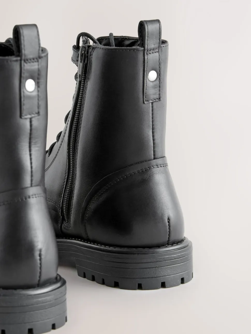 Black Leather Standard/Wide Fit Forever Comfort® Square Toe Lace-Up Boots