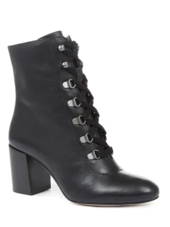 Black Liana Lace-Up Heeled Ladies Ankle Boots