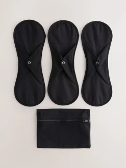 Black Light Flow Period Liners Knickers with Wash Bag 3 Pack