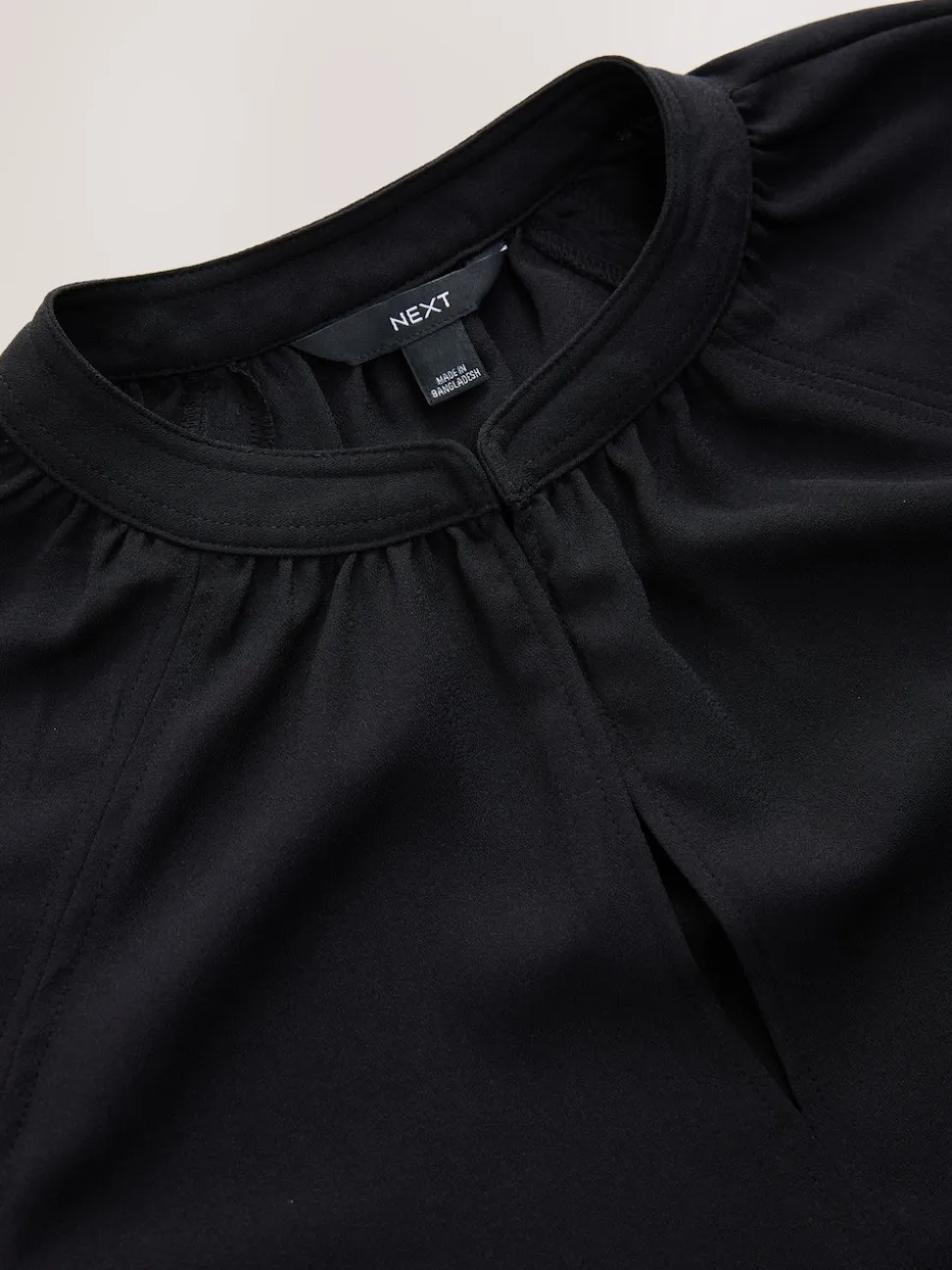 Black Long Sleeve V-Neck Blouse