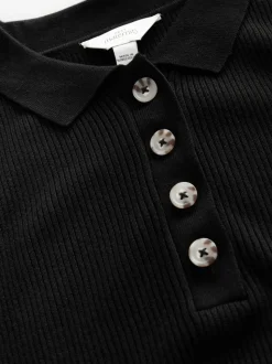 Black Maternity Collared Dress