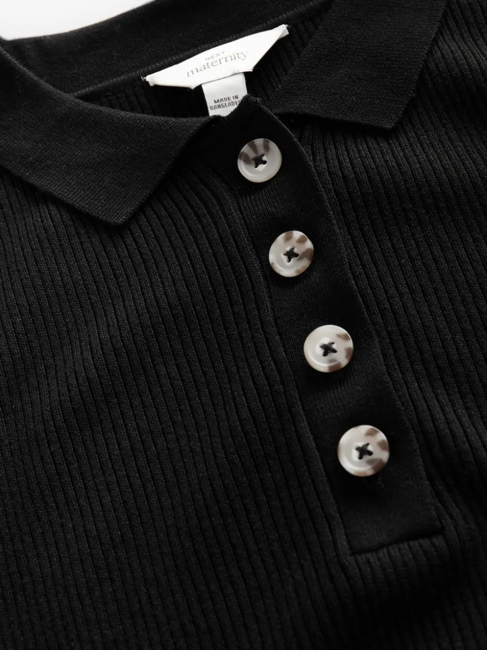 Black Maternity Collared Dress