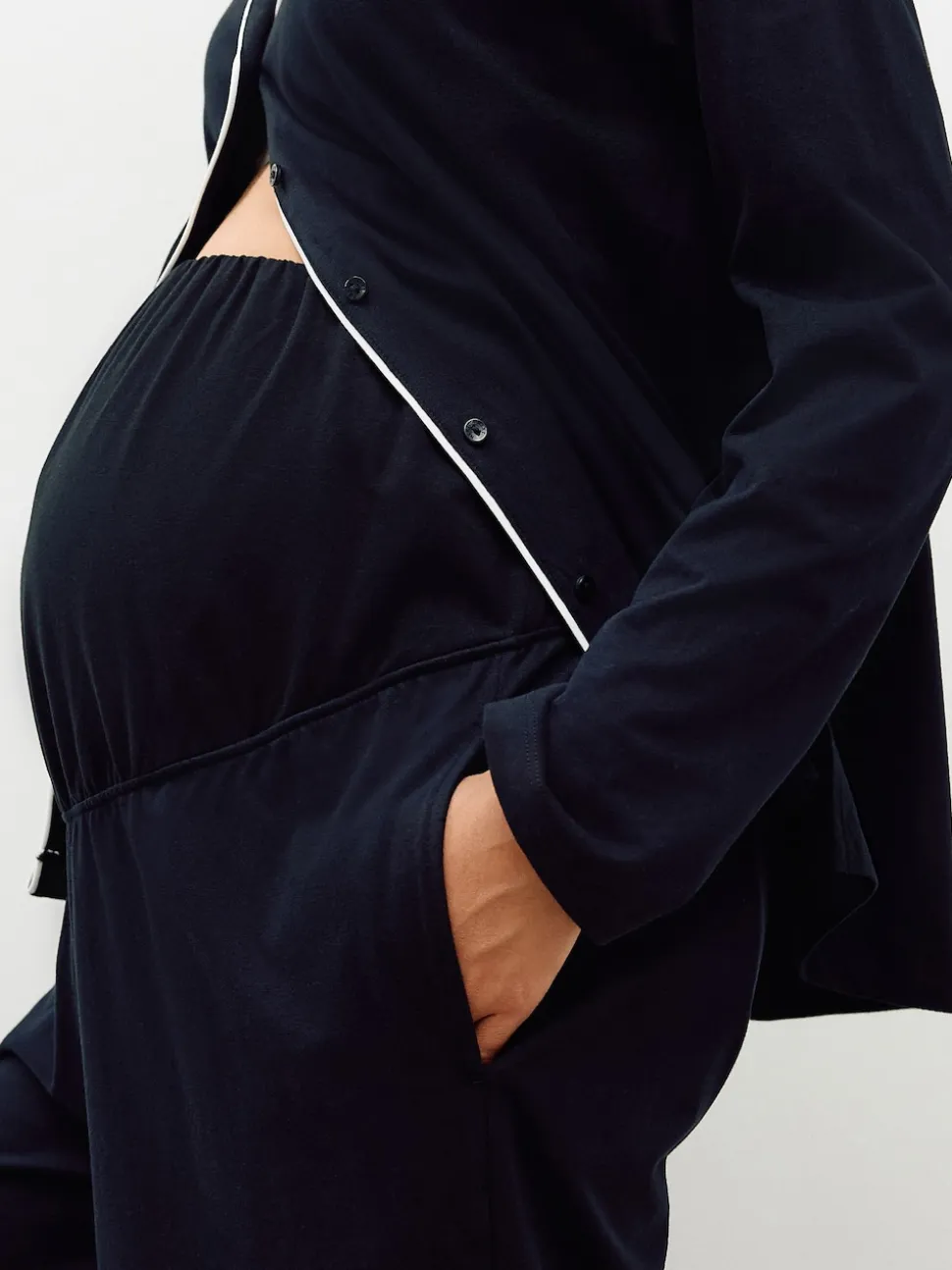 Black Maternity Jersey Button Through Pyjamas