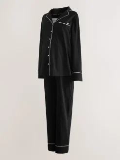 Black Maternity Jersey Button Through Pyjamas
