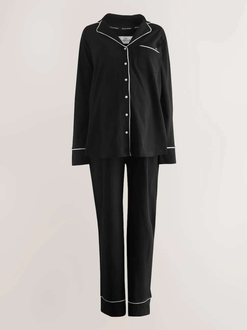 Black Maternity Jersey Button Through Pyjamas