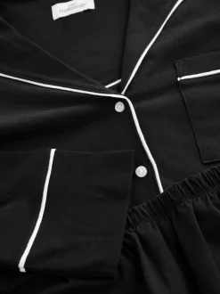 Black Maternity Jersey Button Through Pyjamas