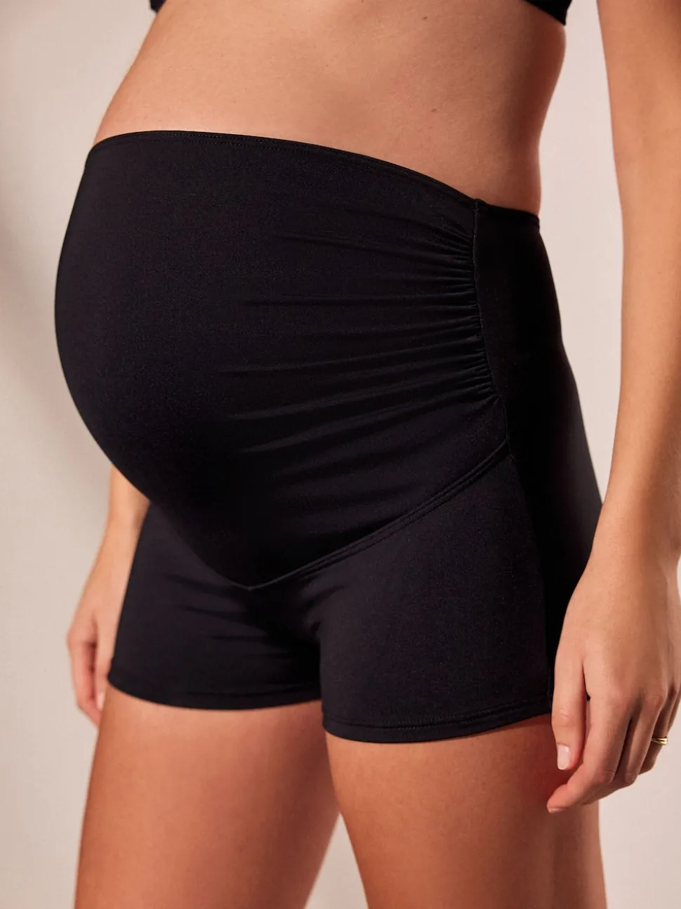 Black Maternity Over Bump Short Bikini Bottoms