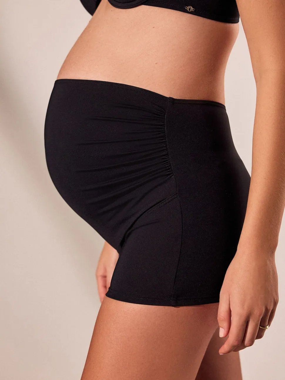 Black Maternity Over Bump Short Bikini Bottoms