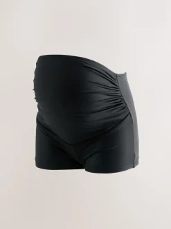 Black Maternity Over Bump Short Bikini Bottoms
