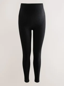 Black Maternity Ribbed Seamless Leggings
