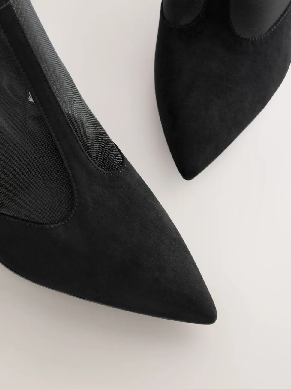 Black Mesh Detail Pointed Toe T-Bar Ankle Boots