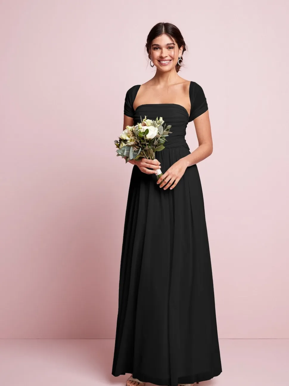 Black Mesh Multiway Wedding Guest Bridesmaid Maxi Dress