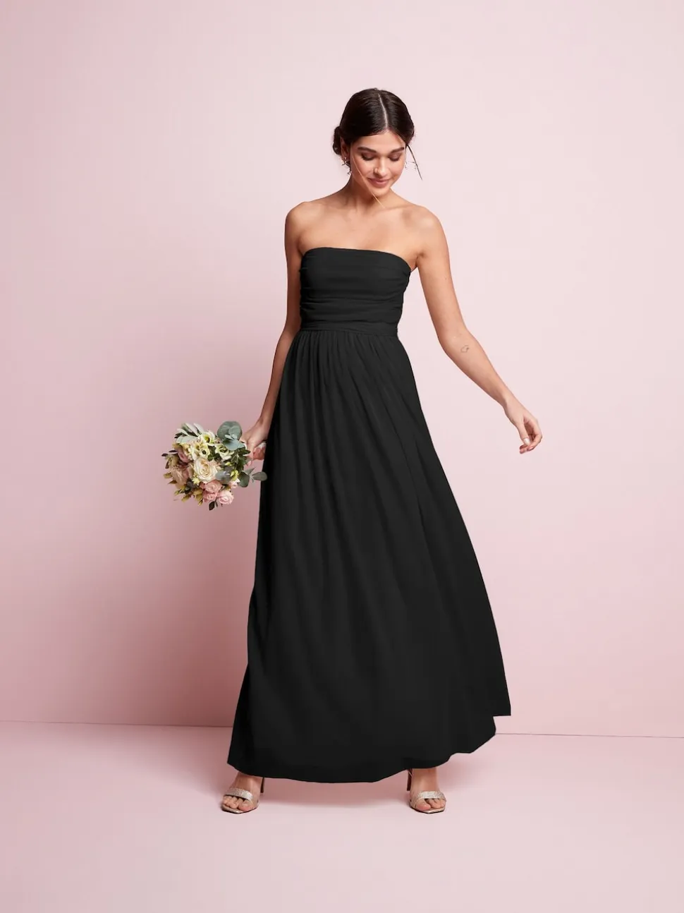 Black Mesh Multiway Wedding Guest Bridesmaid Maxi Dress