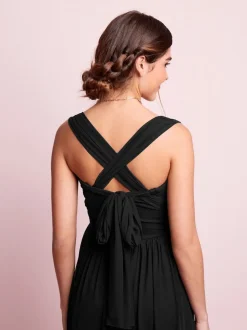 Black Mesh Multiway Wedding Guest Bridesmaid Maxi Dress