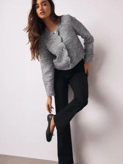 Black Mid Rise Stretch Bootcut Jeans
