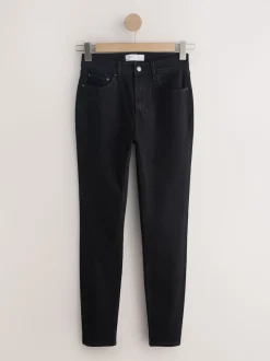 Black Mid Rise Stretch Skinny Jeans