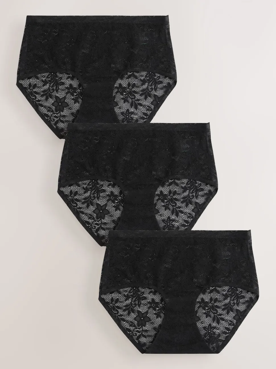 Black Midi All-Over Lace No VPL Knickers 3 Pack