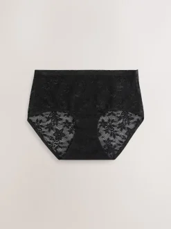Black Midi All-Over Lace No VPL Knickers 3 Pack