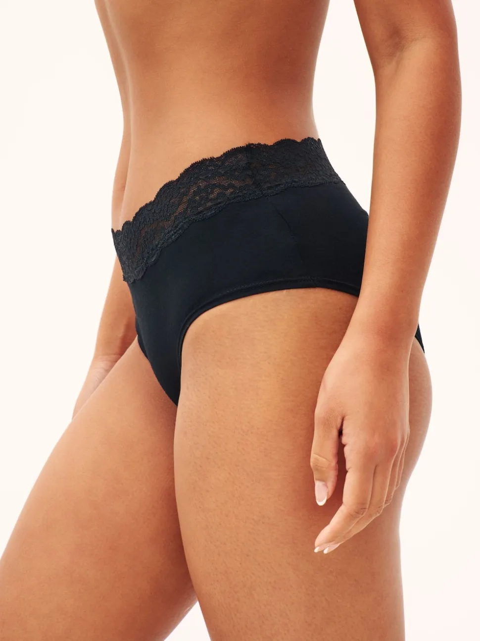 Black Midi Cotton Lace Knickers 4 Pack