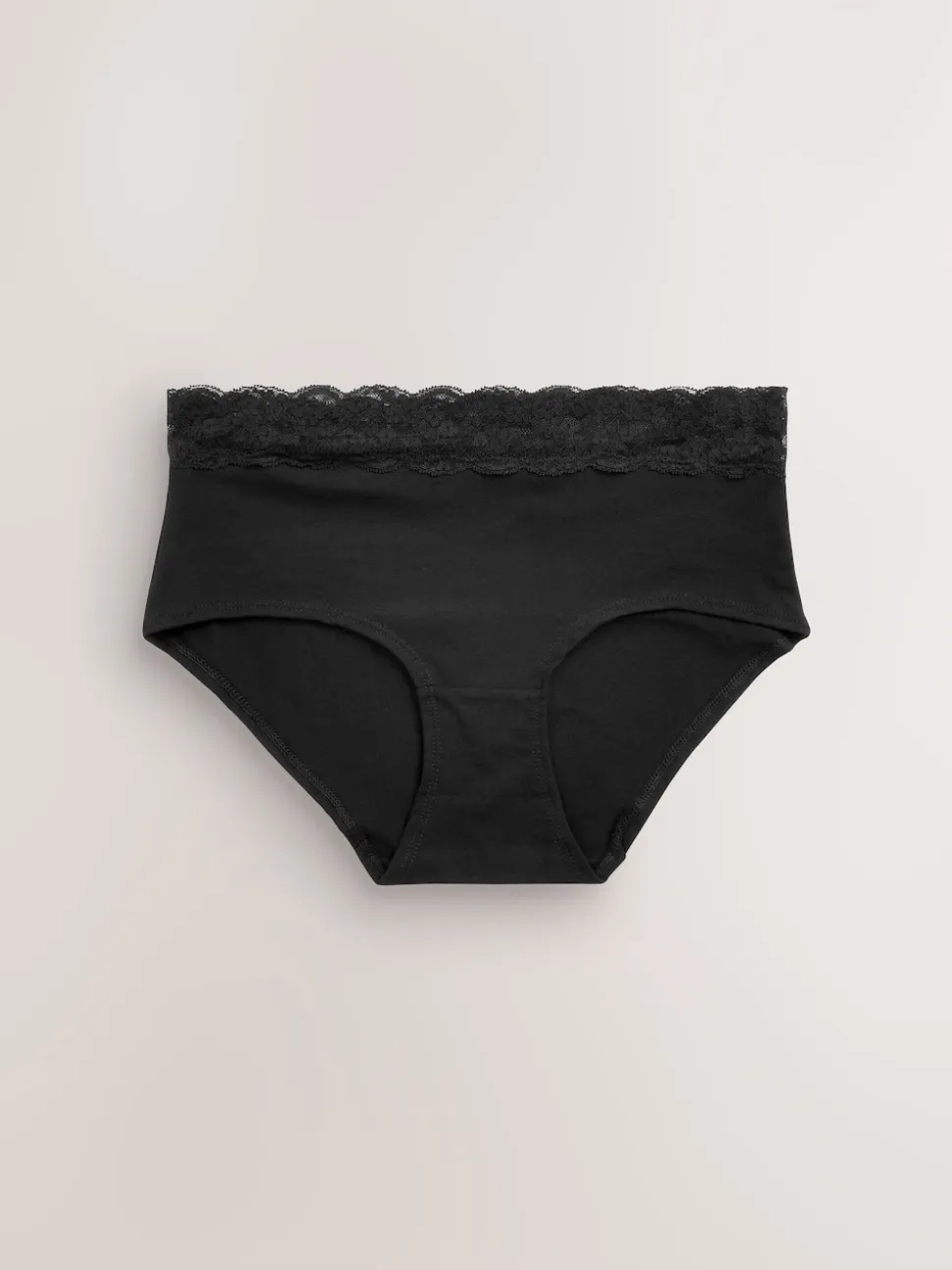 Black Midi Cotton Lace Knickers 4 Pack