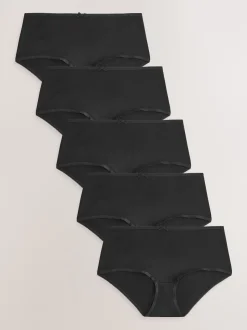 Black Midi Cotton Rich Knickers 5 Pack