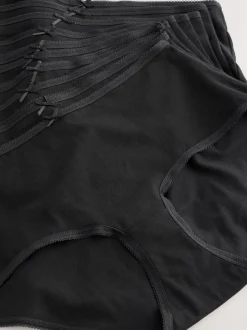 Black Midi Full Briefs Cotton Knickers 10 Pack